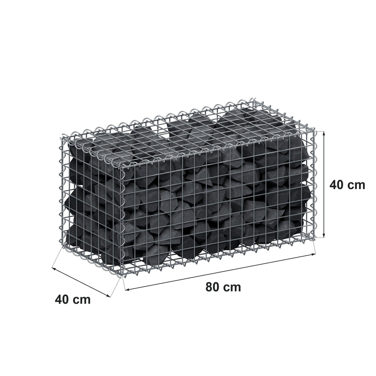 Gabion 80 cm x 40 cm x 40 cm (L x H x P), mailles 5 cm x 5 cm, spirale