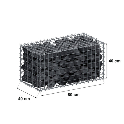 Gabion 80 cm x 40 cm x 40 cm (L x H x P), mailles 5 cm x 5 cm, spirale