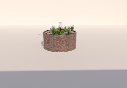 Gabion-dam, rund, ydre diameter 172 cm, højde 80 cm, maskestørrelse 5 x 5 cm, vægtykkelse 15 cm