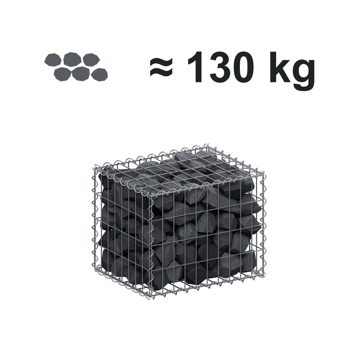 Gabion 50 cm x 40 cm x 40 cm (L x H x D), mesh size 5 cm x 10 cm, spiral