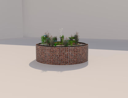 Gabion-dam, rund, ydre diameter 172 cm, højde 50 cm, maskestørrelse 5 x 5 cm, vægtykkelse 15 cm