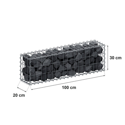 Gabion 100 cm x 30 cm x 20 cm (L x H x P), mailles 5 cm x 10 cm, spirale