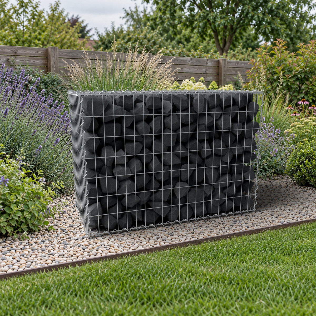 Schanskorf 100 cm x 70 cm x 50 cm (L x H x D), maaswijdte 5 cm x 10 cm, spiraalvormig