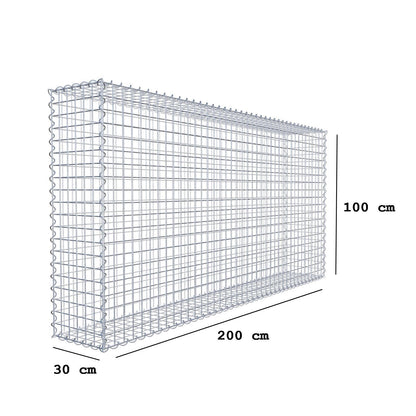 Gabione 200 cm x 100 cm x 30 cm (L x H x T), Maschenweite 5 cm x 5 cm, Spirale