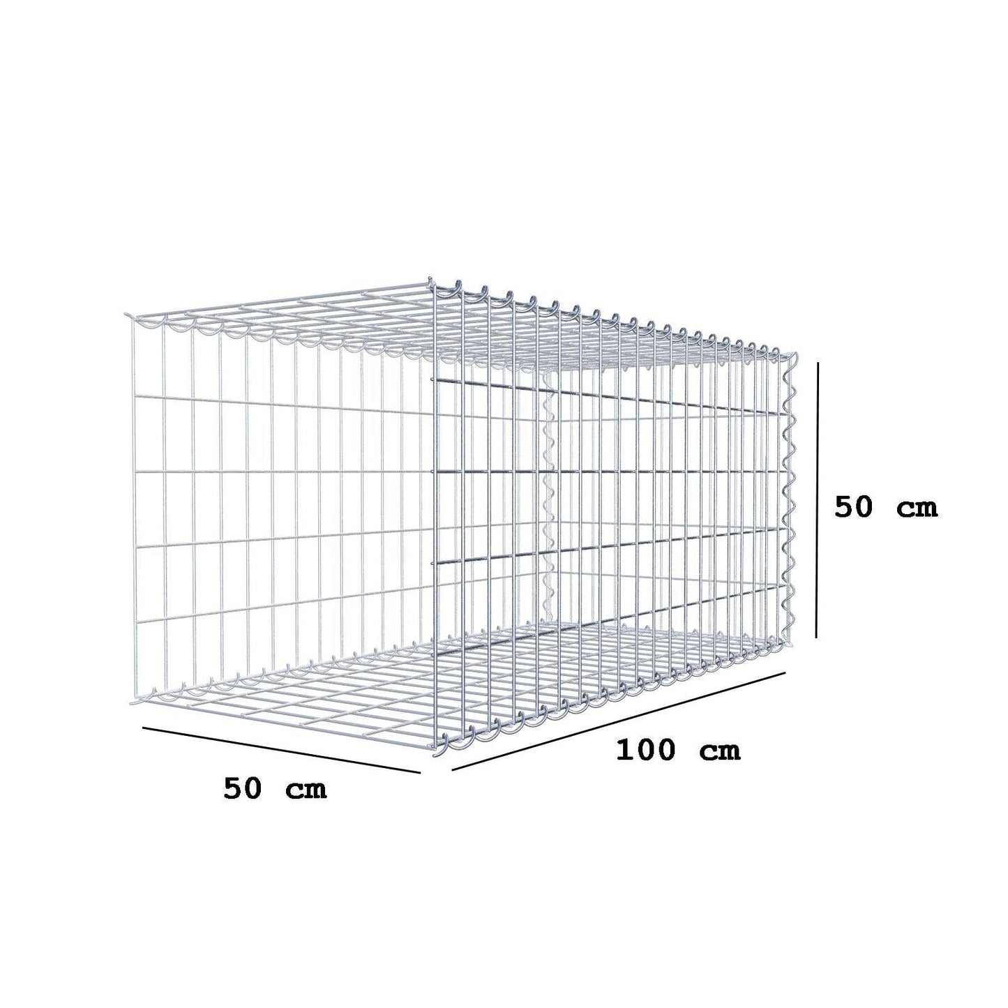 Opvokset gabion type 2 100 cm x 50 cm x 50 cm (L x H x D), maskestørrelse 5 cm x 10 cm, spiral