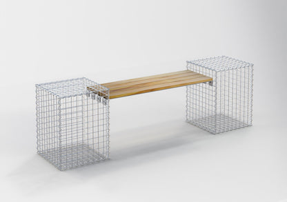 Banco de jardín 2 gaviones TEAK MW 5 x 5 cm
