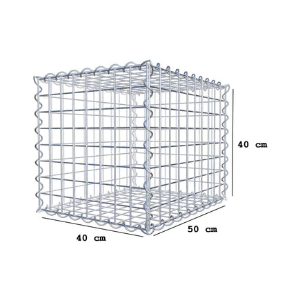 Schanskorf 50 cm x 40 cm x 40 cm (L x H x D), maaswijdte 5 cm x 5 cm, spiraalvormig