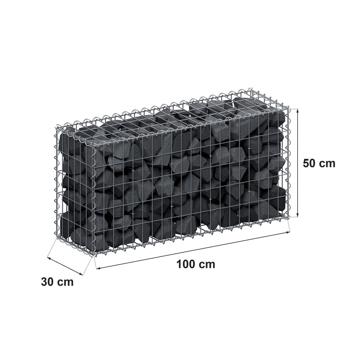 Gabione 100 cm x 50 cm x 30 cm (L x H x T), Maschenweite 5 cm x 10 cm, Spirale