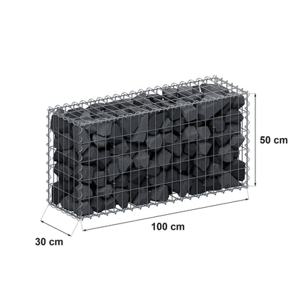 Gabione 100 cm x 50 cm x 30 cm (L x H x T), Maschenweite 5 cm x 10 cm, Spirale