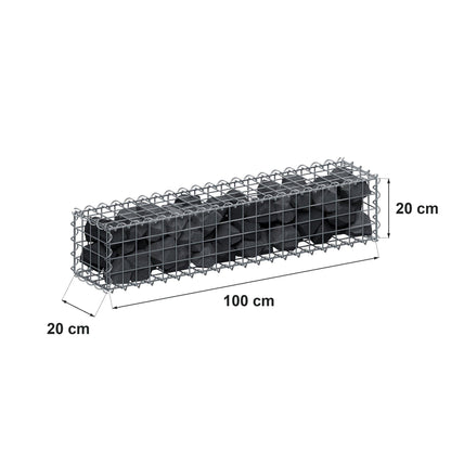 Gabion 100 cm x 20 cm x 20 cm (L x H x P), mailles 5 cm x 5 cm, spirale