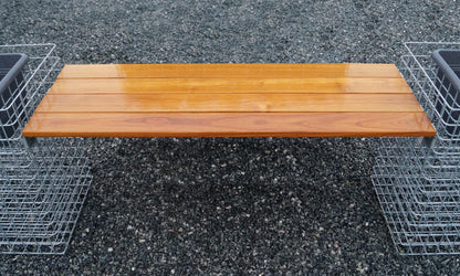 Schanskorfbank met 3 bloemzuilen - teak, 205 cm lang x 60 cm hoog x 37 cm diep, thermisch verzinkt, MW 5 x 5 cm