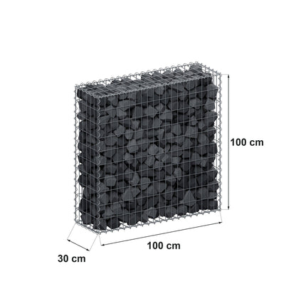 Gabione 100 cm x 100 cm x 30 cm (L x H x T), Maschenweite 5 cm x 10 cm, Spirale