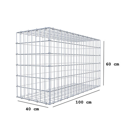 Gabione 100 cm x 60 cm x 40 cm (L x H x T), Maschenweite 5 x 10 cm, Spiralring