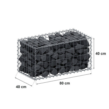 Gabion 80 cm x 40 cm x 40 cm (L x H x D), maskestørrelse 5 cm x 10 cm, spiral