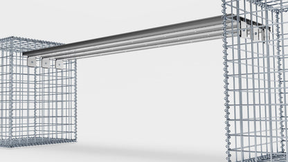 Banc en gabion avec 2 gabions en spirale, 205 cm de longueur x 60 cm de hauteur x 40 cm de profondeur, galvanisé, MW 5 x 5 cm, avec revêtement recyclé en anthracite