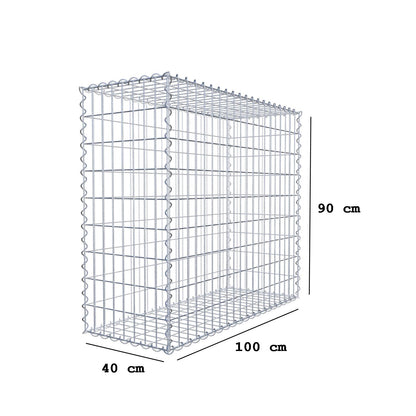 Schanskorf 100 cm x 90 cm x 40 cm (L x H x D), maaswijdte 5 cm x 10 cm, spiraalvormig
