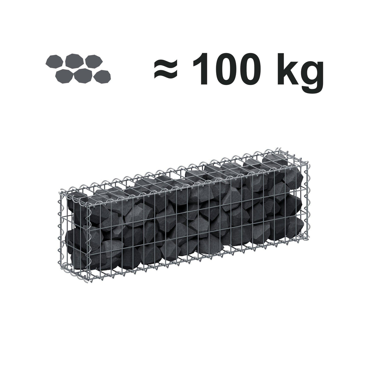 Gabion 100 cm x 30 cm x 20 cm (L x H x P), mailles 5 cm x 10 cm, spirale