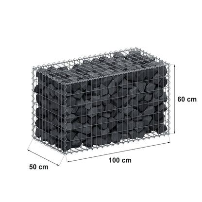 Gabion 100 cm x 60 cm x 50 cm (L x H x D), maskstorlek 5 cm x 10 cm, spiral