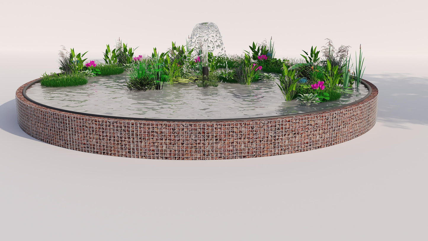 Gabion-dam, rund, ydre diameter 322 cm, højde 50 cm, maskestørrelse 5 x 5 cm, vægtykkelse 15 cm