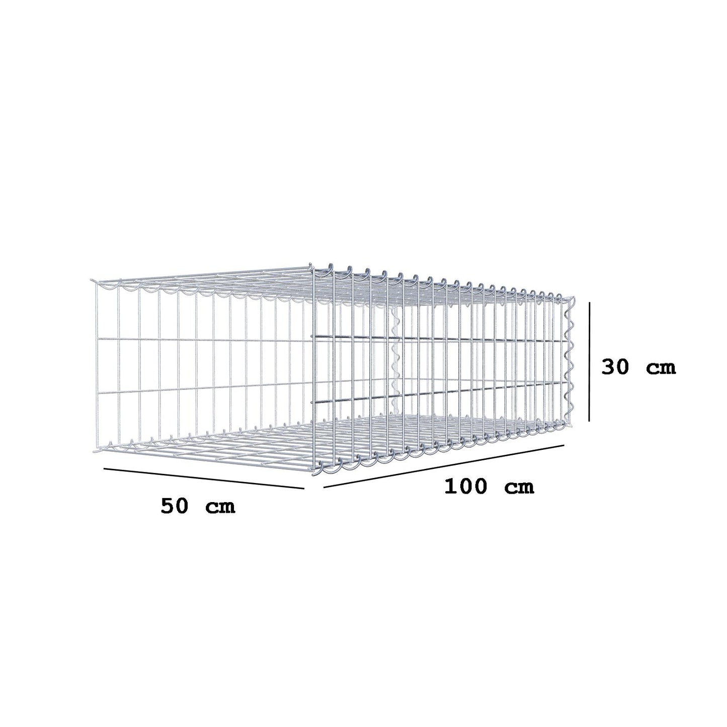 Grown-on gabion type 2 100 cm x 30 cm x 50 cm (L x H x D), mesh size 5 cm x 10 cm, spiral