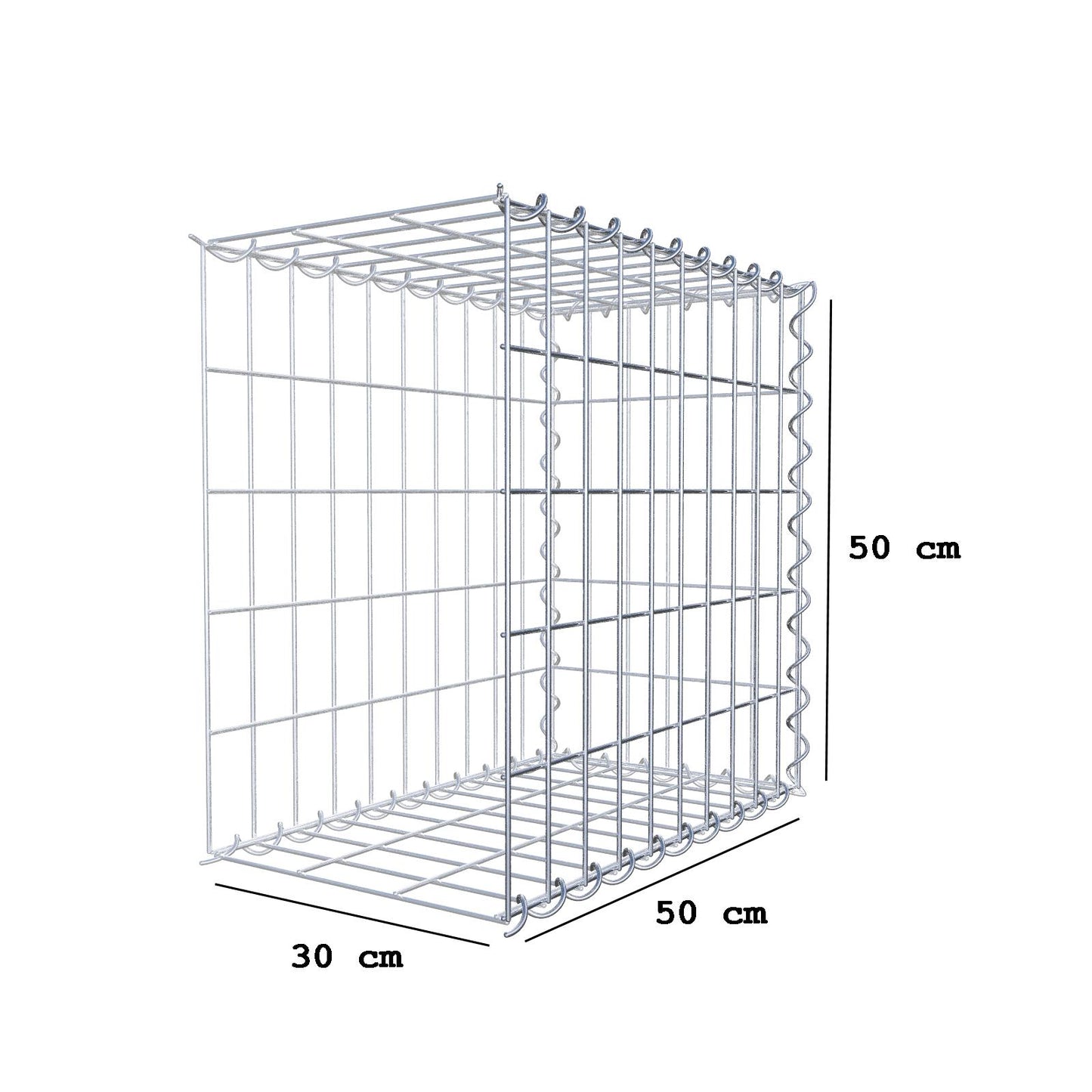Anbaugabione Typ 2 50 cm x 50 cm x 30 cm (L x H x T), Maschenweite 5 cm x 10 cm, Spirale