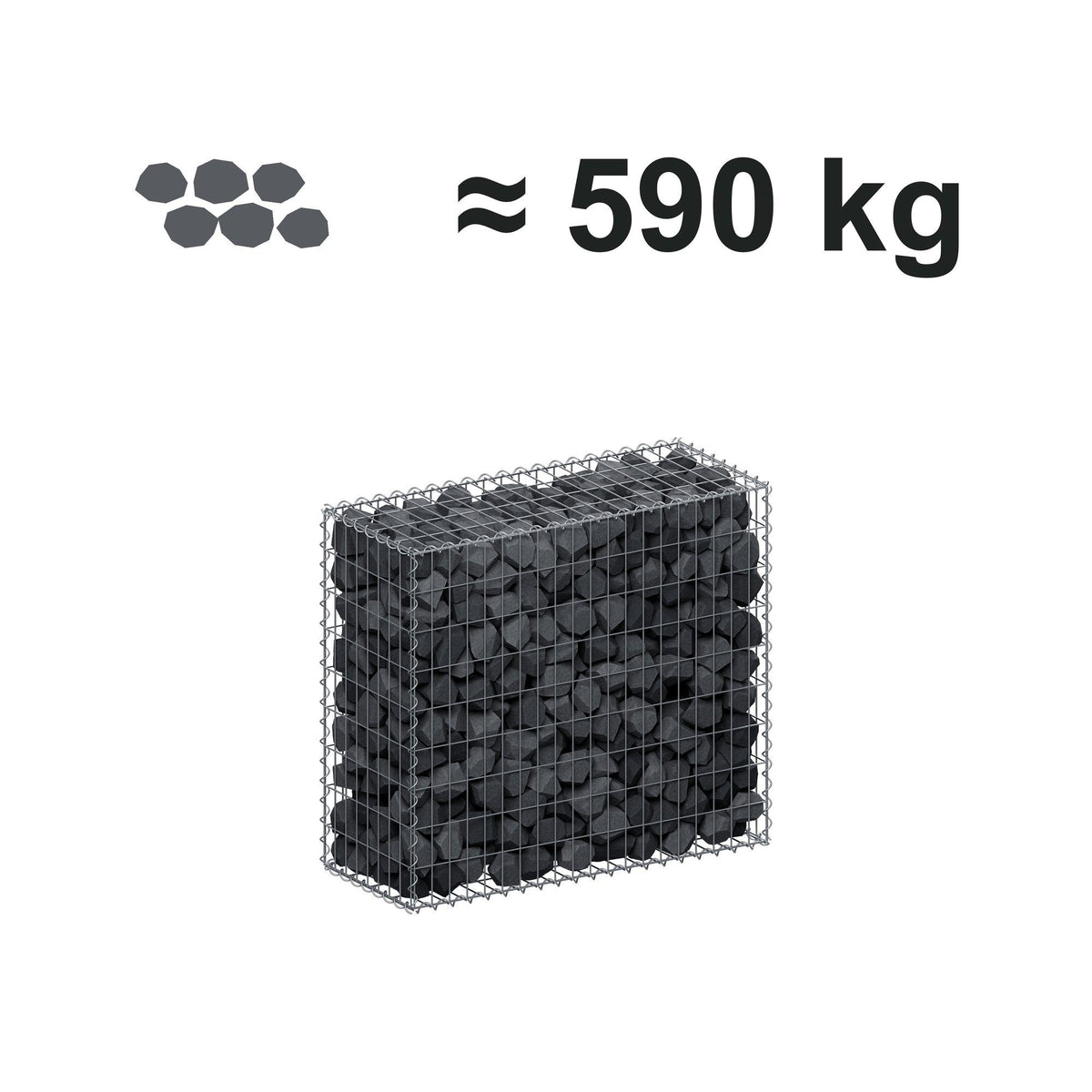 Gabion 100 cm x 90 cm x 40 cm (L x H x P), mailles 5 cm x 10 cm, spirale