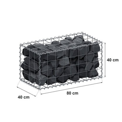 Gabion 80 cm x 40 cm x 40 cm (L x H x D), mesh size 10 cm x 10 cm, spiral