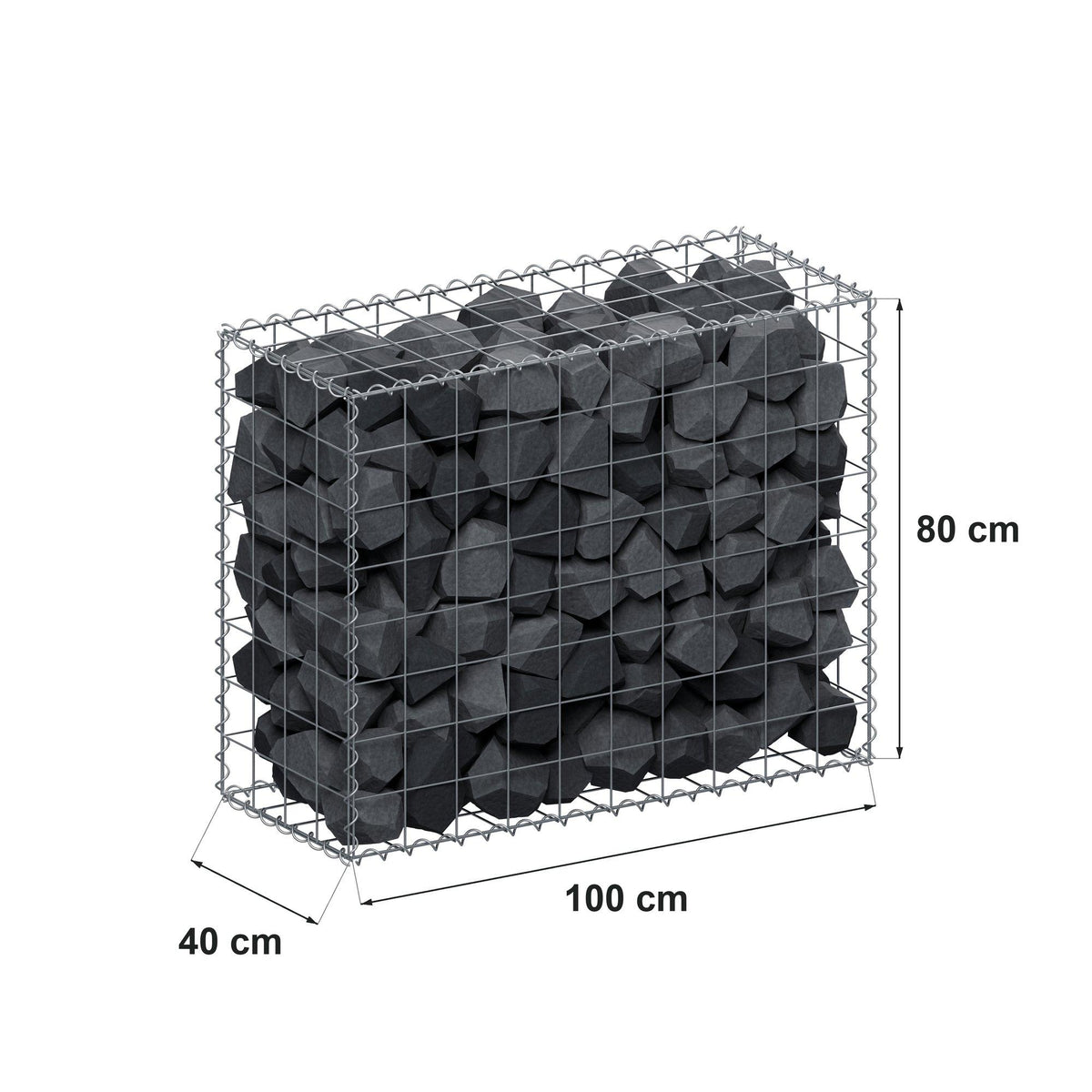 Gabion 100 cm x 80 cm x 40 cm (L x H x D), mesh size 10 cm x 10 cm, spiral