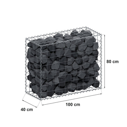 Gabion 100 cm x 80 cm x 40 cm (L x H x D), mesh size 10 cm x 10 cm, spiral