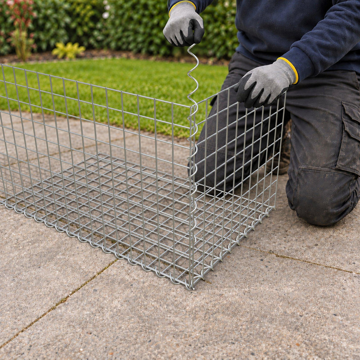 Gabion 80 cm x 50 cm x 50 cm (L x H x D), maskestørrelse 5 cm x 5 cm, spiral