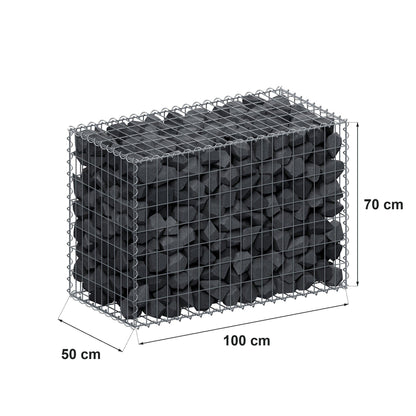 Schanskorf 100 cm x 70 cm x 50 cm (L x H x D), maaswijdte 5 cm x 10 cm, spiraalvormig