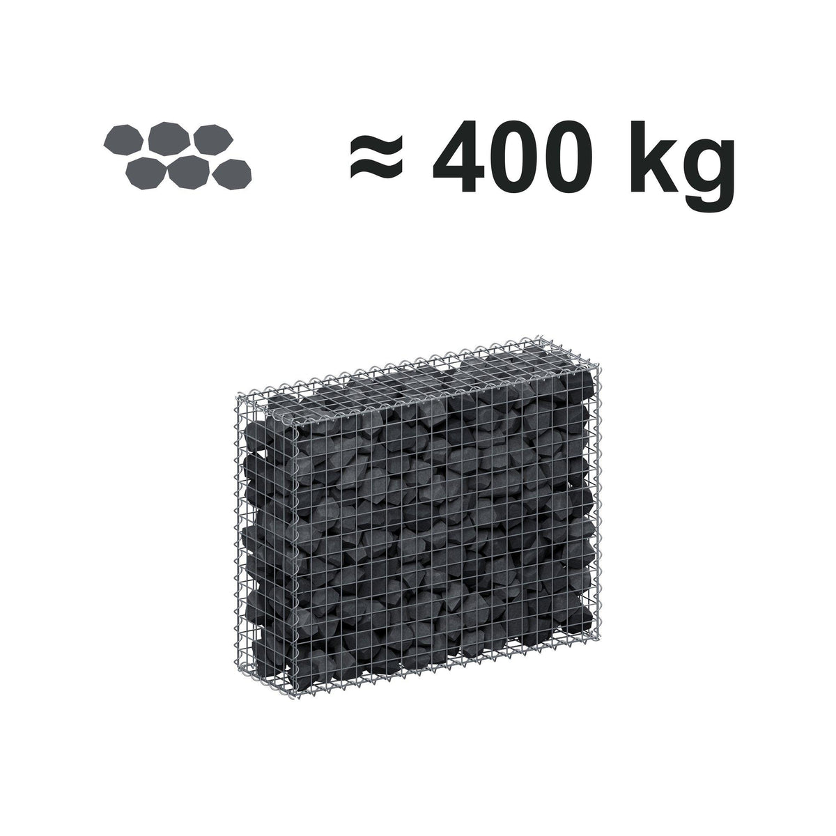 Gabion 100 cm x 80 cm x 30 cm (L x H x D), maskestørrelse 5 cm x 5 cm, spiral