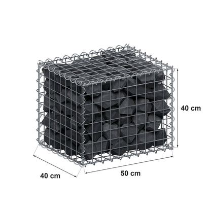 Schanskorf 50 cm x 40 cm x 40 cm (L x H x D), maaswijdte 5 cm x 5 cm, spiraalvormig