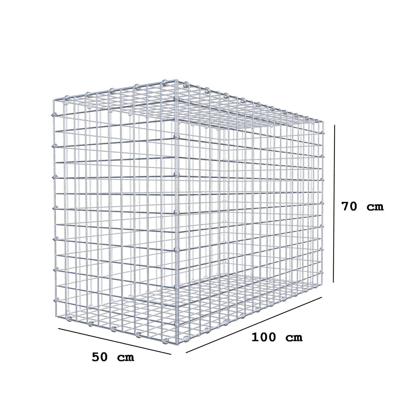 Gabione 100 cm x 70 cm x 50 cm (L x H x T), Maschenweite 5 x 5 cm, Spiralring