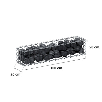 Gabione 100 cm x 20 cm x 20 cm (L x H x T), Maschenweite 5 cm x 10 cm, Spirale