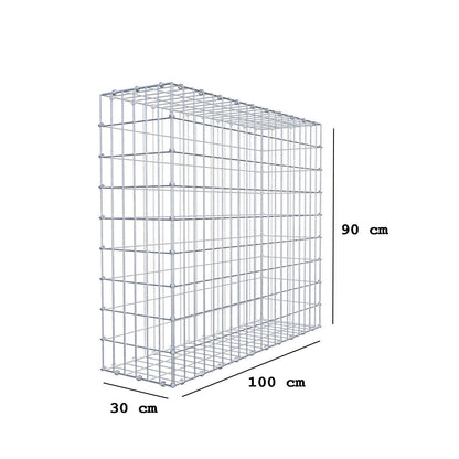 Gabion 100 cm x 90 cm x 30 cm (L x H x D), maskstorlek 5 x 10 cm, spiralring