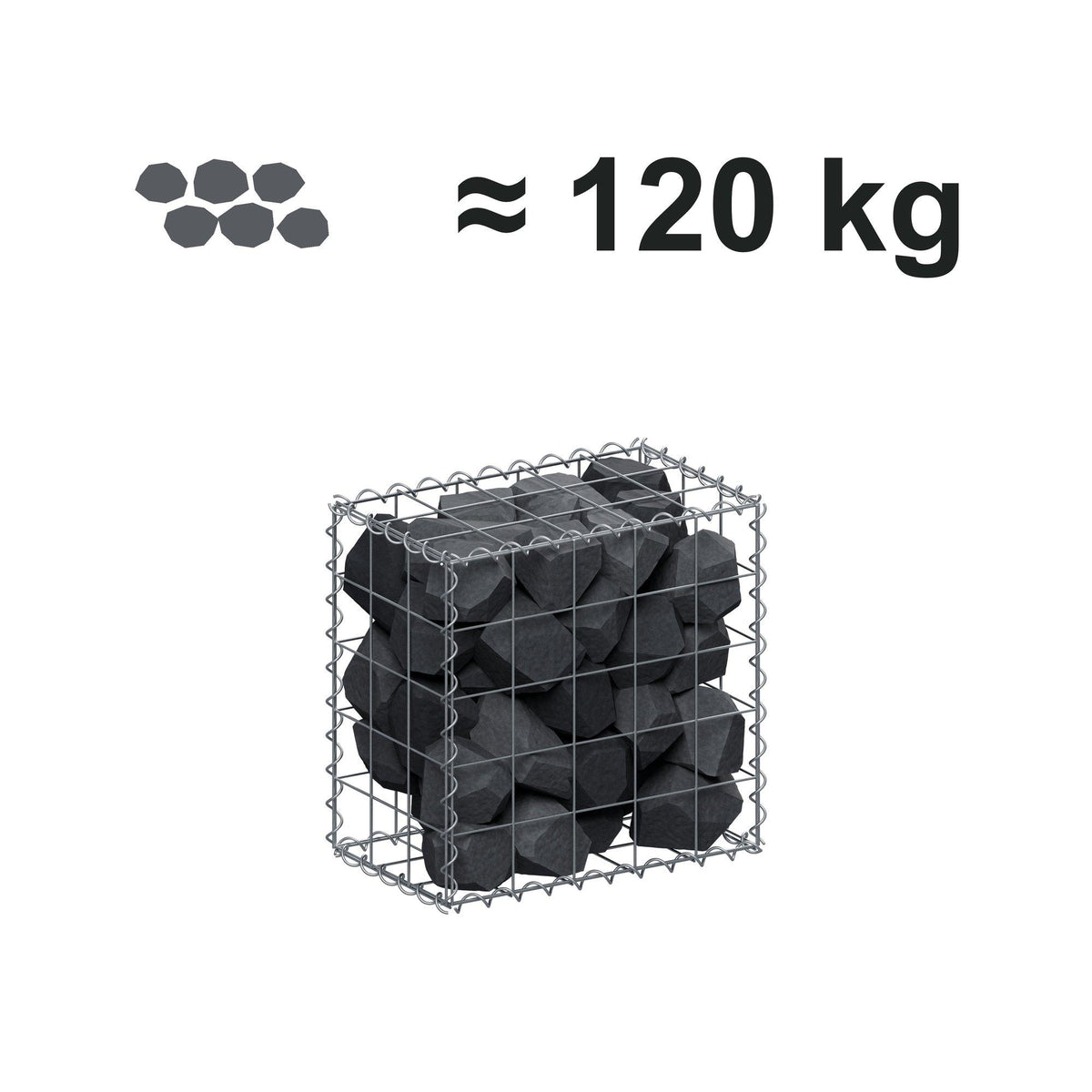 Gabion 50 cm x 50 cm x 30 cm (L x H x D), maskestørrelse 10 cm x 10 cm, spiral