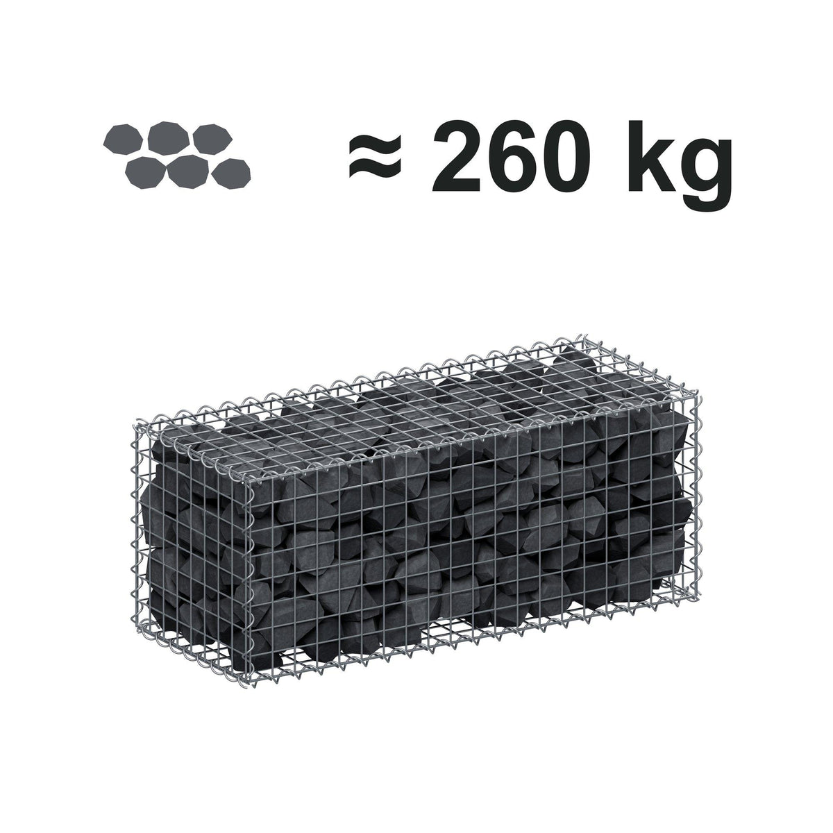 Gabion 100 cm x 40 cm x 40 cm (L x H x P), mailles 5 cm x 5 cm, spirale