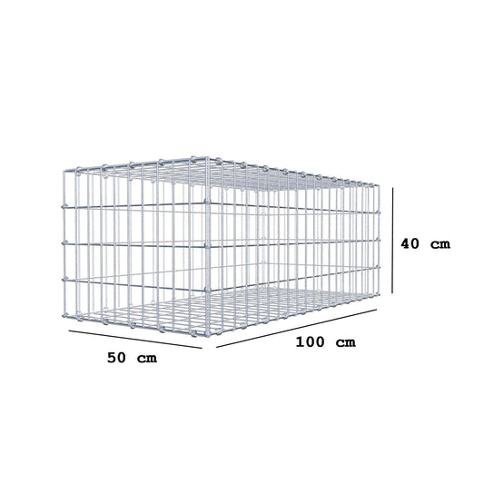 Gabione 100 cm x 40 cm x 50 cm (L x H x T), Maschenweite 5 x 10 cm, Spiralring