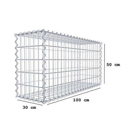 Økonomisæt 3x Gabion 100 cm x 50 cm x 30 cm (L x H x D), maskestørrelse 5 cm x 10 cm, spiral