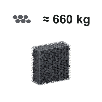 Schanskorf 100 cm x 100 cm x 40 cm (L x H x D), maaswijdte 5 cm x 5 cm, spiraalvormig