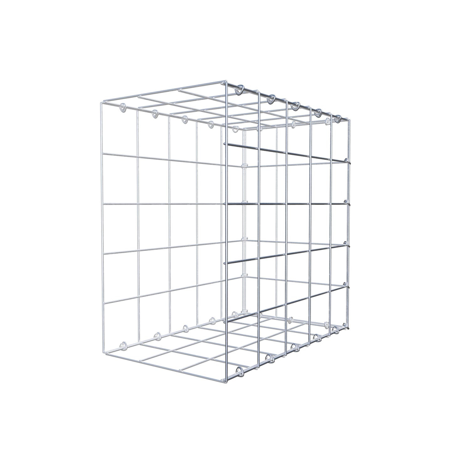 Fästbar gabion typ 2 50 cm x 50 cm x 30 cm (L x H x D), maskstorlek 10 cm x 10 cm, C-ring