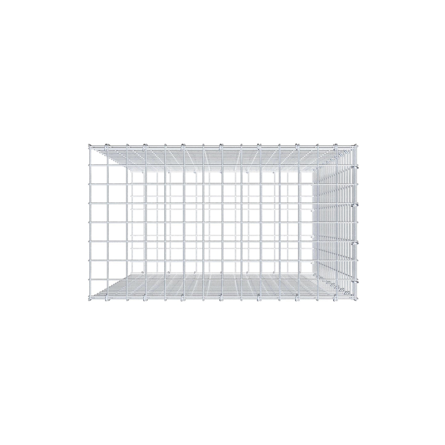 Gavión complementario de tipo 2 100 cm x 70 cm x 40 cm (largo x alto x fondo), malla 5 cm x 5 cm, anillo en C