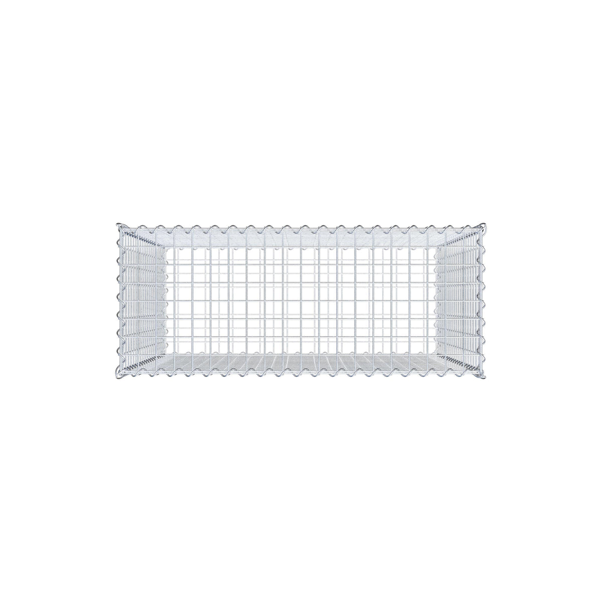 Schanskorf 100 cm x 100 cm x 40 cm (L x H x D), maaswijdte 5 cm x 5 cm, spiraalvormig