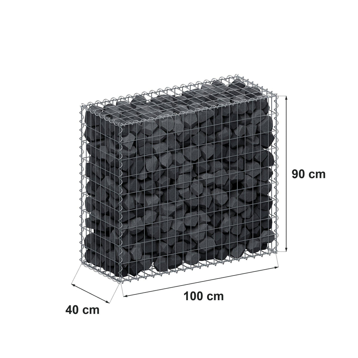 Gabion 100 cm x 90 cm x 40 cm (L x H x P), mailles 5 cm x 10 cm, spirale