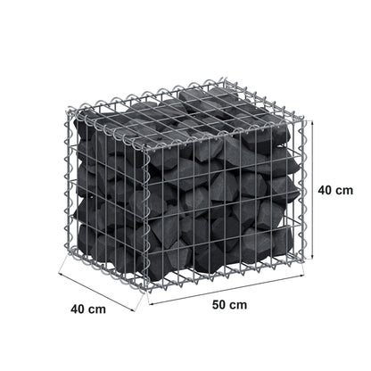 Gabion 50 cm x 40 cm x 40 cm (L x H x D), mesh size 5 cm x 10 cm, spiral
