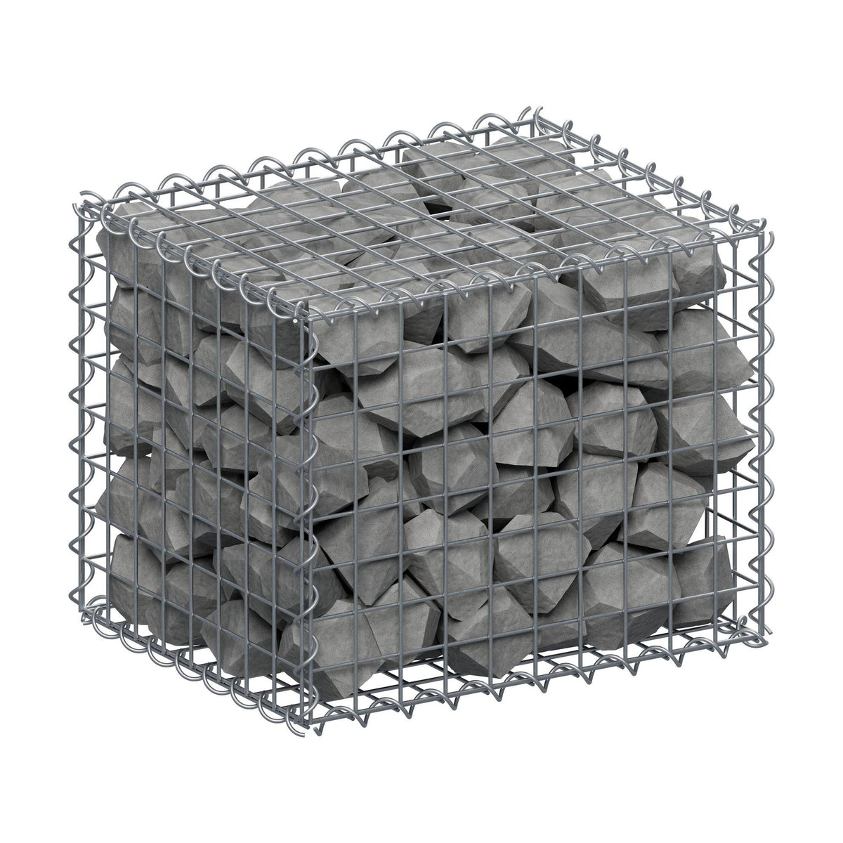 Schanskorf 50 cm x 40 cm x 40 cm (L x H x D), maaswijdte 5 cm x 5 cm, spiraalvormig