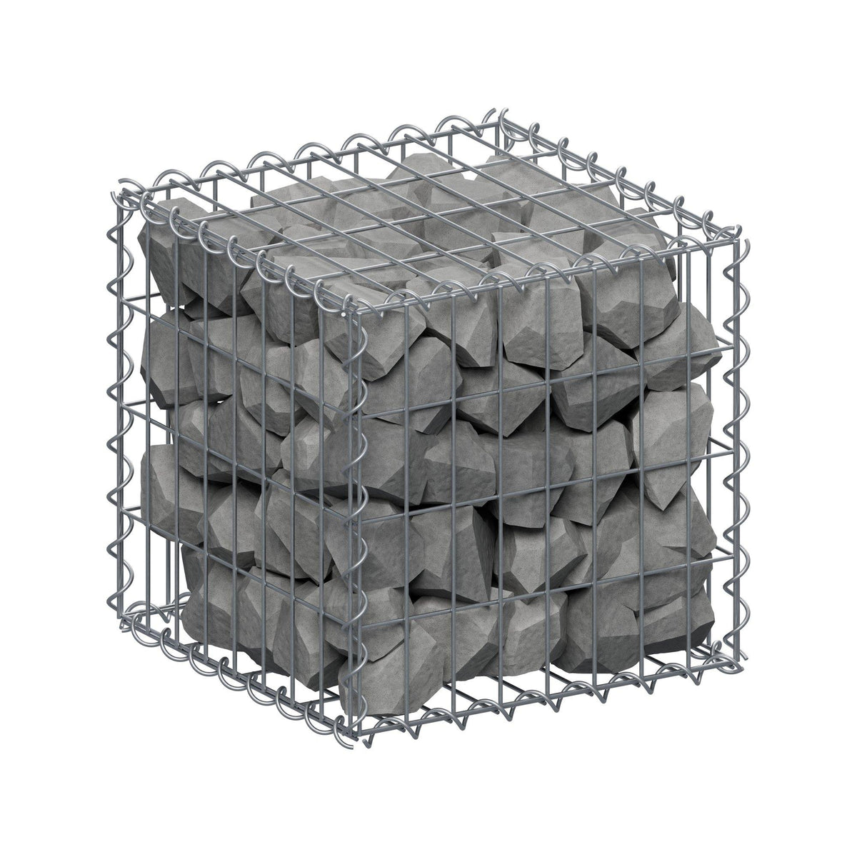 Gabion 40 cm x 40 cm x 40 cm (L x H x D), maskstorlek 5 cm x 10 cm, spiral