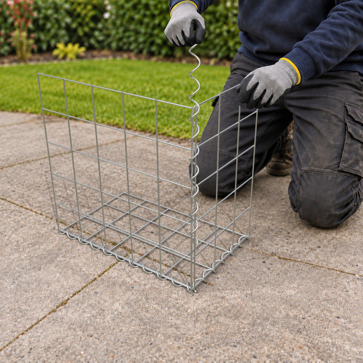 Gabion 50 cm x 50 cm x 30 cm (L x H x D), maskestørrelse 10 cm x 10 cm, spiral