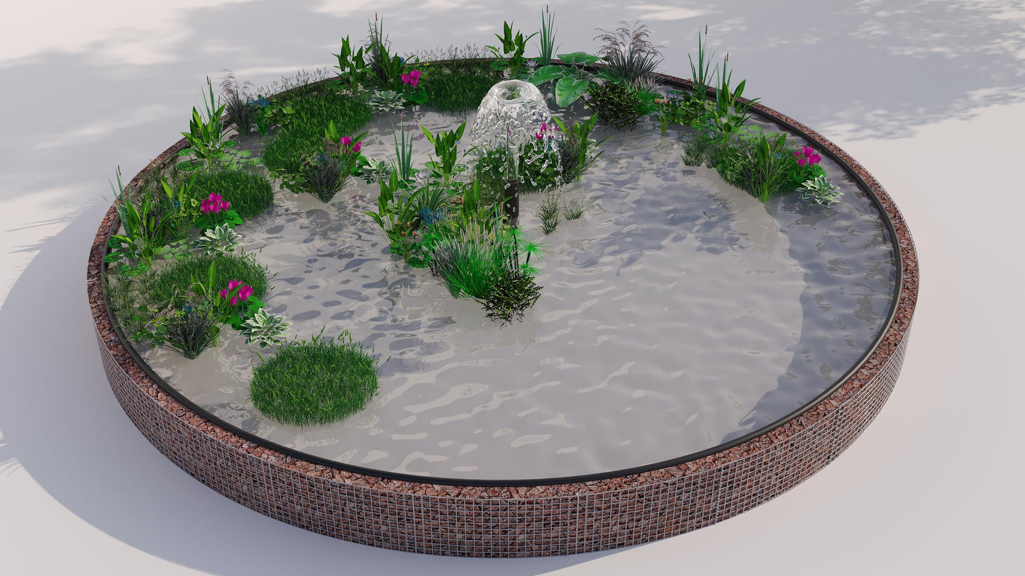 Gabion-dam, rund, ydre diameter 322 cm, højde 50 cm, maskestørrelse 5 x 5 cm, vægtykkelse 15 cm